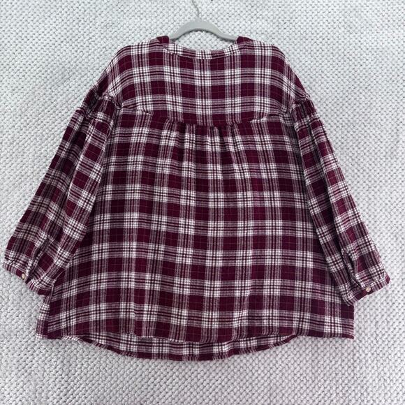 Lane Bryant Top Womens 22 Plus Burgundy Plaid Textured V-Neck Fall New - Picture 6 of 14